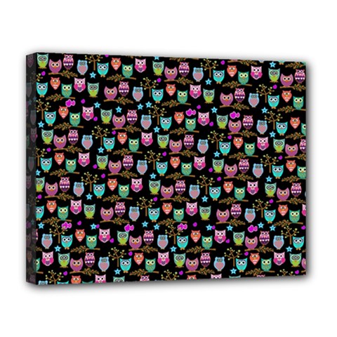 Happy Owls Canvas 14  X 11  (framed) by Ancello