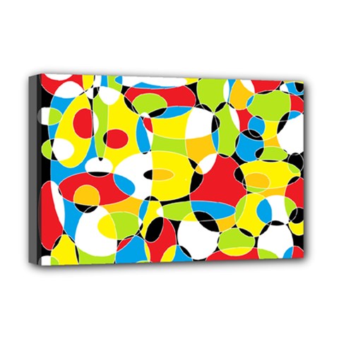 Interlocking Circles Deluxe Canvas 18  X 12  (framed) by StuffOrSomething