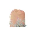 Peach Spring Frost On Flowers Fractal Drawstring Pouch (Small) View2
