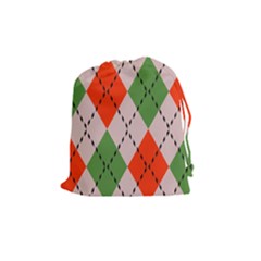 Argyle Pattern Abstract Design Drawstring Pouch (medium) by LalyLauraFLM