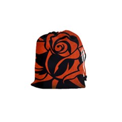 Red Rose Etching On Black Drawstring Pouch (small) by StuffOrSomething