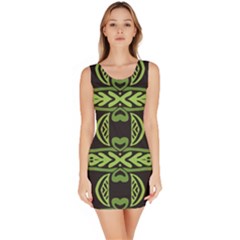 Green Shapes On A Black Background Pattern Bodycon Dress by LalyLauraFLM
