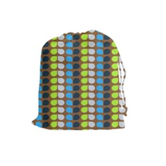 Colorful Leaf Pattern Drawstring Pouch (large) by GardenOfOphir