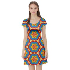 Floral Pattern Short Sleeve Skater Dress by LalyLauraFLM
