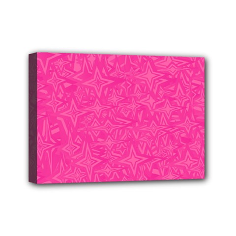 Abstract Stars In Hot Pink Mini Canvas 7  X 5  (framed) by StuffOrSomething