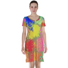 Colorful Paint Spots Short Sleeve Nightdress by LalyLauraFLM