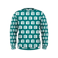Modern Chic Vector Camera Illustration Pattern Boys  Sweatshirts by GardenOfOphir