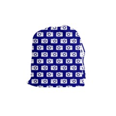 Modern Chic Vector Camera Illustration Pattern Drawstring Pouches (medium)  by GardenOfOphir