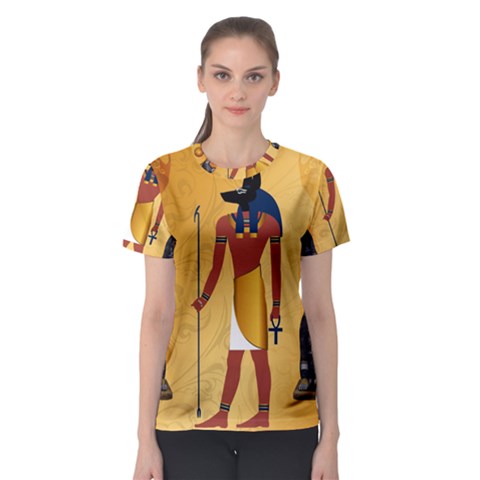 Anubis, Ancient Egyptian God Of The Dead Rituals  Women s Sport Mesh Tees by FantasyWorld7