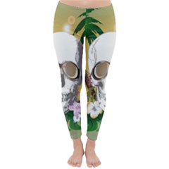 Funny Skull With Sunglasses And Palm Winter Leggings by FantasyWorld7