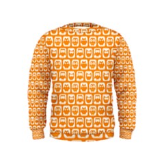 Yellow And White Owl Pattern Boys  Sweatshirts by GardenOfOphir