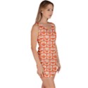 Coral And White Owl Pattern Bodycon Dresses View3