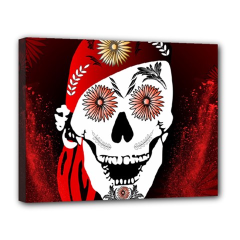 Funny Happy Skull Canvas 14  X 11  by FantasyWorld7