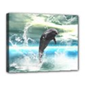 Funny Dolphin Jumping By A Heart Made Of Water Canvas 14  x 11  View1