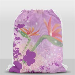 Wonderful Flowers On Soft Purple Background Drawstring Bag (small) by FantasyWorld7