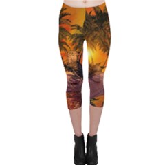 Wonderful Sunset In  A Fantasy World Capri Leggings by FantasyWorld7