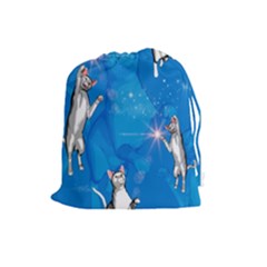 Funny, Cute Playing Cats With Stras Drawstring Pouches (large)  by FantasyWorld7