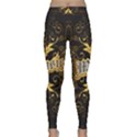Music The Word With Wonderful Decorative Floral Elements In Gold Yoga Leggings View1