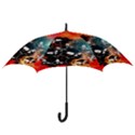 Black Skulls On Red Background With Sword Hook Handle Umbrellas (Large) View3