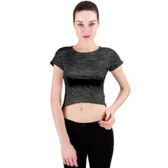 Black Cat Fur Crew Neck Crop Top by trendistuff