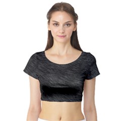Black Cat Fur Short Sleeve Crop Top by trendistuff