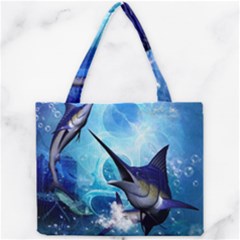 Awersome Marlin In A Fantasy Underwater World Tiny Tote Bags by FantasyWorld7