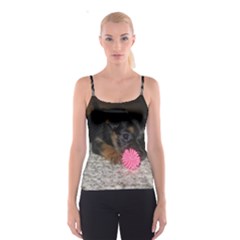 Puppy With A Chew Toy Spaghetti Strap Tops by trendistuff