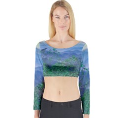 Fantasy Landscape Photo Collage Long Sleeve Crop Top by dflcprintsclothing