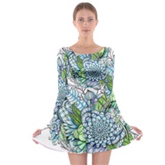 Peaceful Flower Garden 2 Long Sleeve Skater Dress by Zandiepants