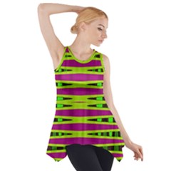 Bright Green Pink Geometric Side Drop Tank Tunic by BrightVibesDesign