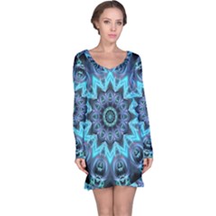 Star Connection, Abstract Cosmic Constellation Long Sleeve Nightdress by DianeClancy