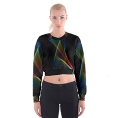Abstract Rainbow Lily, Colorful Mystical Flower  Women s Cropped Sweatshirt by DianeClancy