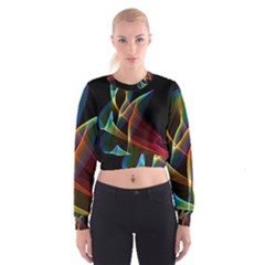 Peacock Symphony, Abstract Rainbow Music Women s Cropped Sweatshirt by DianeClancy