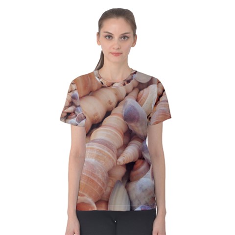 Exotic Tropical Romantic Sea Shells Women s Cotton Tee by yoursparklingshop