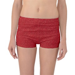 Festive Red Glitter Texture Boyleg Bikini Bottoms by yoursparklingshop