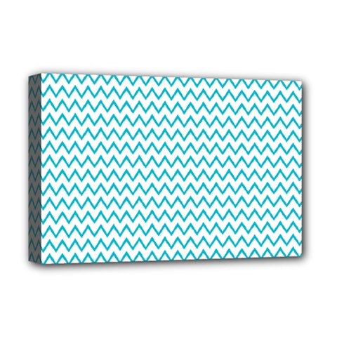 Blue White Chevron Deluxe Canvas 18  X 12   by yoursparklingshop