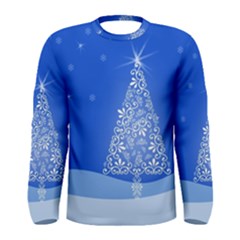 Blue White Christmas Tree Men s Long Sleeve Tee by yoursparklingshop