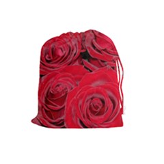Red Love Roses Drawstring Pouches (large)  by yoursparklingshop