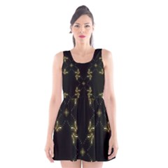 Festive Black Golden Lights  Scoop Neck Skater Dress by yoursparklingshop