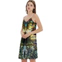 Metallic Abstract Flower Copper Patina Women s Reversible Sports Bra with Border View2
