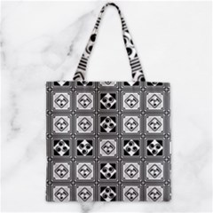 Black And White Zipper Grocery Tote Bag by FunkyPatterns