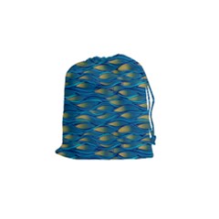 Blue Waves Drawstring Pouches (small)  by FunkyPatterns