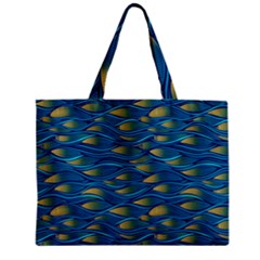 Blue Waves Zipper Mini Tote Bag by FunkyPatterns