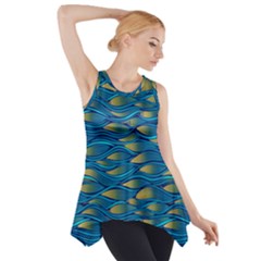 Blue Waves Side Drop Tank Tunic by FunkyPatterns