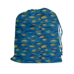 Blue Waves Drawstring Pouches (xxl) by FunkyPatterns