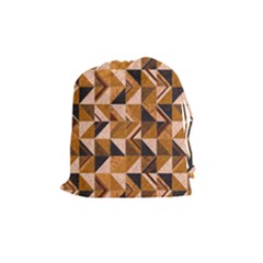 Brown Tiles Drawstring Pouches (medium)  by FunkyPatterns