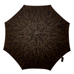 Brown Ombre Feather Pattern, Black, Hook Handle Umbrella (medium) by Zandiepants