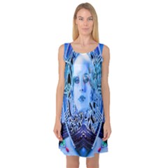 Clockwork Blue Sleeveless Satin Nightdress by icarusismartdesigns