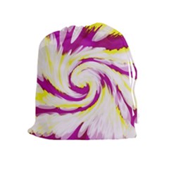 Tie Dye Pink Yellow Swirl Abstract Drawstring Pouches (extra Large) by BrightVibesDesign
