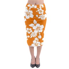 Orange Hawaiian Midi Pencil Skirt by AlohaStore